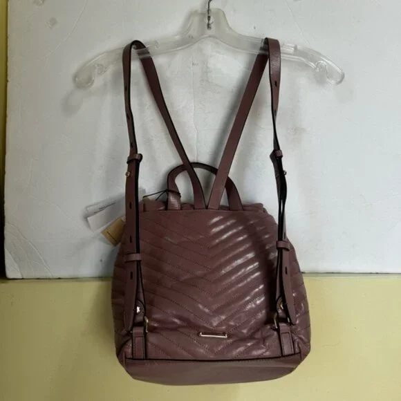Rebecca Minkoff NEW Edie Flap Quilted LeatherBackpack Bag Tote Rare Pink Gold
